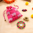 Brass Lotus Diya Festive Potli/Hamper