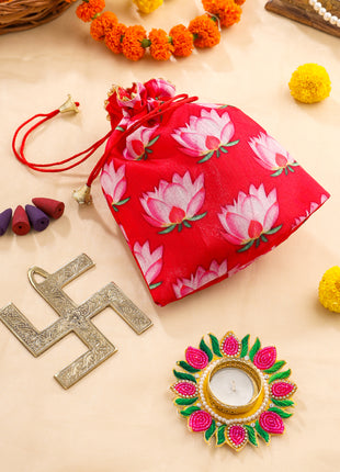 Brass Swastik Festive Potli/Hamper