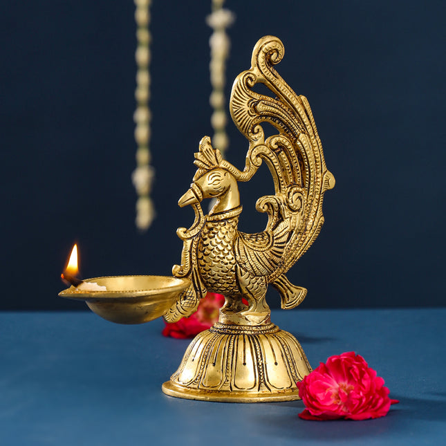Brass Peacock Anna Lamp (8 Inch)