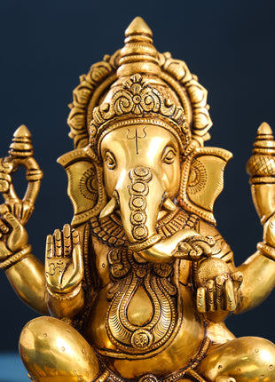 Brass Superfine Lord Ganesha Idol (11 Inch)