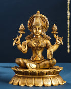 Brass Superfine Goddess Lotus Lakshmi Idol (11 Inch)