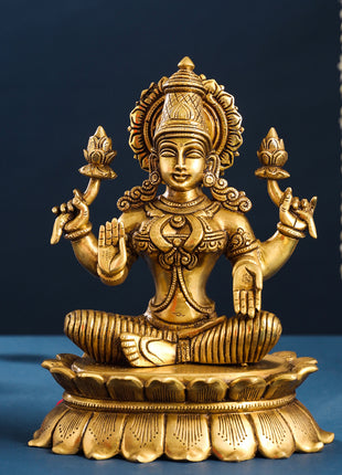 Brass Superfine Goddess Lotus Lakshmi Idol (11 Inch)