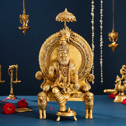 Brass Maharaja Agrasen On Throne (18.5 Inch)