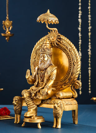 Brass Maharaja Agrasen On Throne (18.5 Inch)