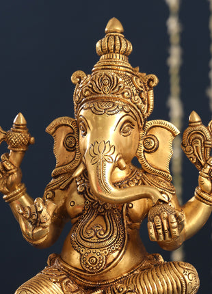 Brass Lord Ganesha Idol (14.8 Inch)