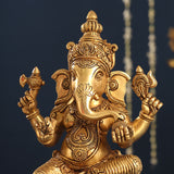 Brass Lord Ganesha Idol (14.8 Inch)