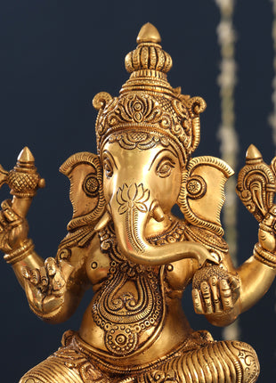 Brass Ganesha And Lakshmi Idols Set (14.8 Inch)