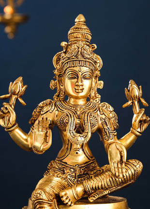 Brass Ganesha And Lakshmi Idols Set (14.8 Inch)