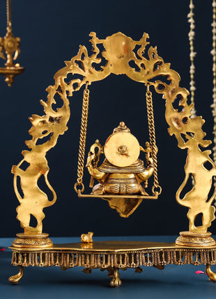 Brass Superfine Ganesha On Swing/Jhula (18.5 Inch)