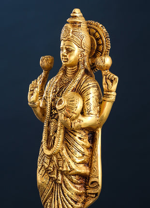 Brass Standing Goddess Lakshmi Idol (15 Inch)