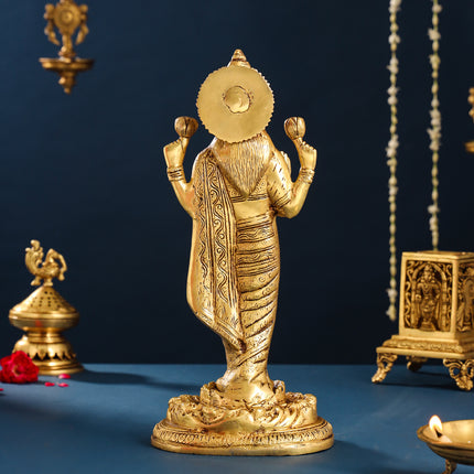 Brass Standing Goddess Lakshmi Idol (15 Inch)