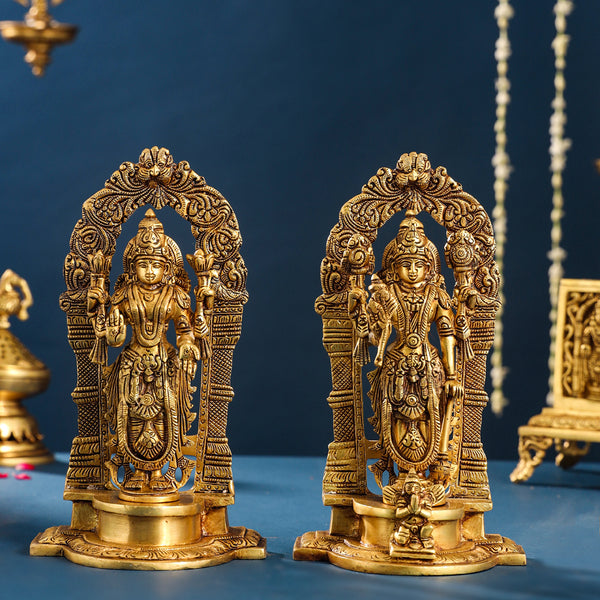 Brass Superfine Vishnu Lakshmi Set (9 Inch)