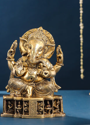 Brass Lord Ganesha Idol (8.7 Inch)