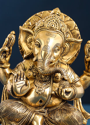 Brass Lord Ganesha Idol (8.7 Inch)