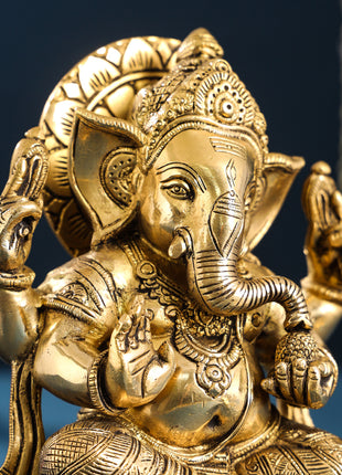 Brass Lord Ganesha Idol (8.7 Inch)