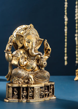 Brass Lord Ganesha Idol (8.7 Inch)