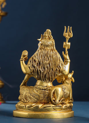 Brass Shiva With Nandi Idol (9.5 Inch)