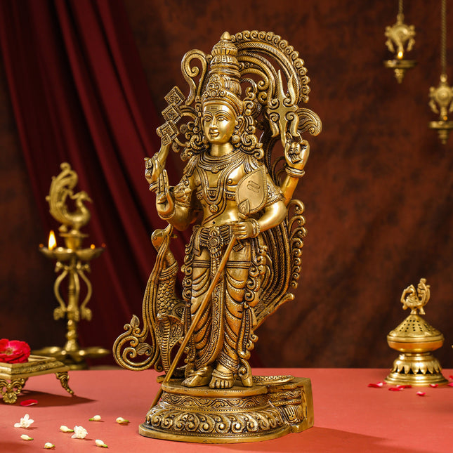 Brass Superfine Lord Murugan/Kartikeya Idol (20 Inch)