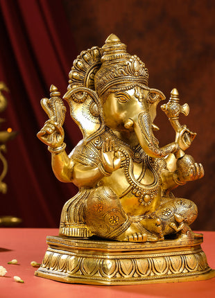 Brass Lord Ganesha Idol (15.5 Inch)