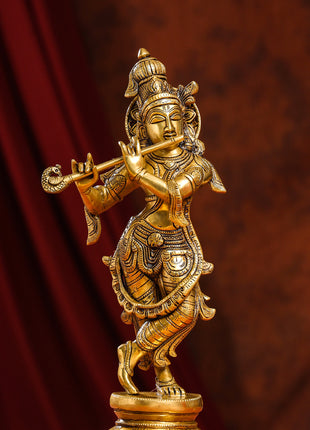 Brass Superfine Lord Krishna Idol (15 Inch)