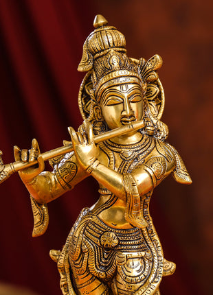 Brass Superfine Lord Krishna Idol (15 Inch)