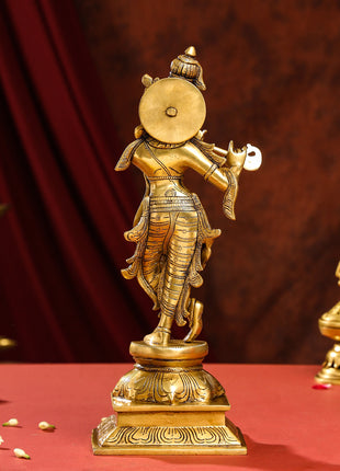 Brass Superfine Lord Krishna Idol (15 Inch)