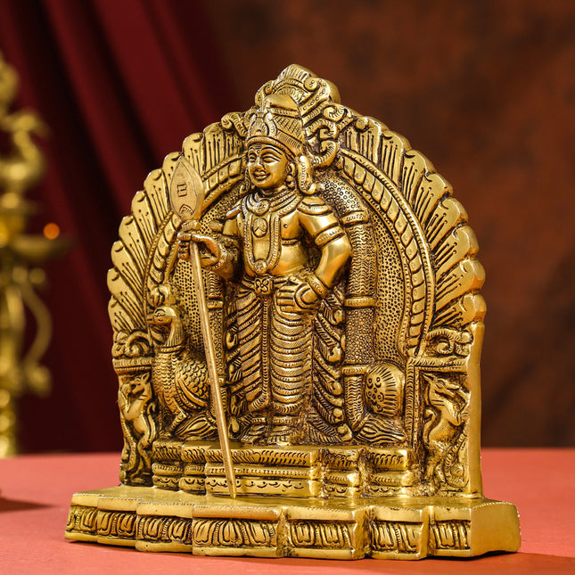Brass Lord Murugan/Kartikeya Idol (9.5 Inch)