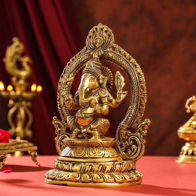 Brass Lord Ganesha Idol (11.2 Inch)