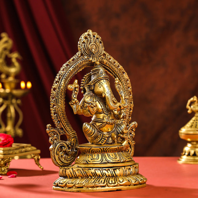 Brass Lord Ganesha Idol (11.2 Inch)