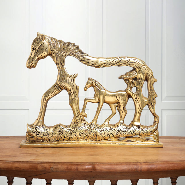 Brass Modern Horse Showpiece (12 Inch)