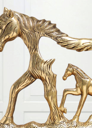 Brass Modern Horse Showpiece (12 Inch)