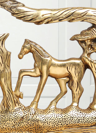 Brass Modern Horse Showpiece (12 Inch)