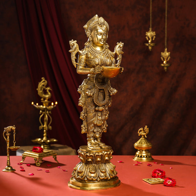 Brass Deep Lakshmi Idol