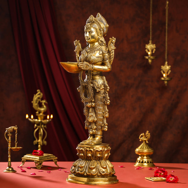 Brass Deep Lakshmi Idol