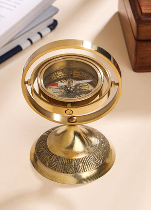 Rotating Compass Box BRASS ANTIQUE ROTATNG COMPASS - Vedansh Craft
