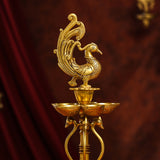 Brass Twelve Petal Peacock Long Lamp (20 Inch)