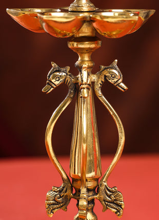 Brass Ten Petal Peacock Long Lamp (14 Inch)