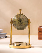 Brass Table Clock With Compass (5 Inch)