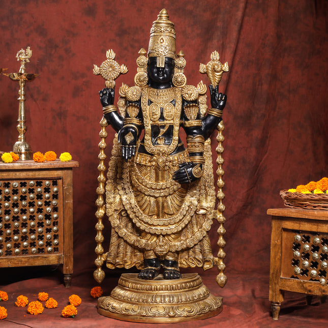 Brass Tirupati Balaji/Venkateshwar Idol (38 Inch)