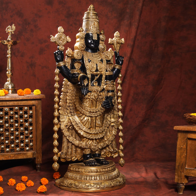 Brass Tirupati Balaji/Venkateshwar Idol (38 Inch)