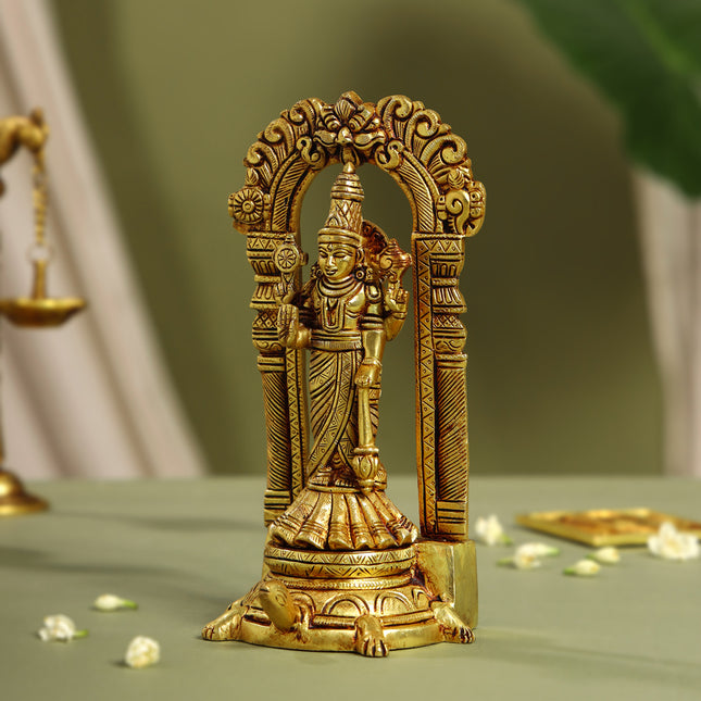 Brass Lord Vishnu Idol On Tortoise (8 Inch)