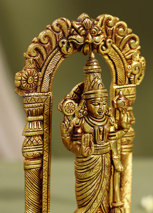Brass Lord Vishnu Idol On Tortoise (8 Inch)