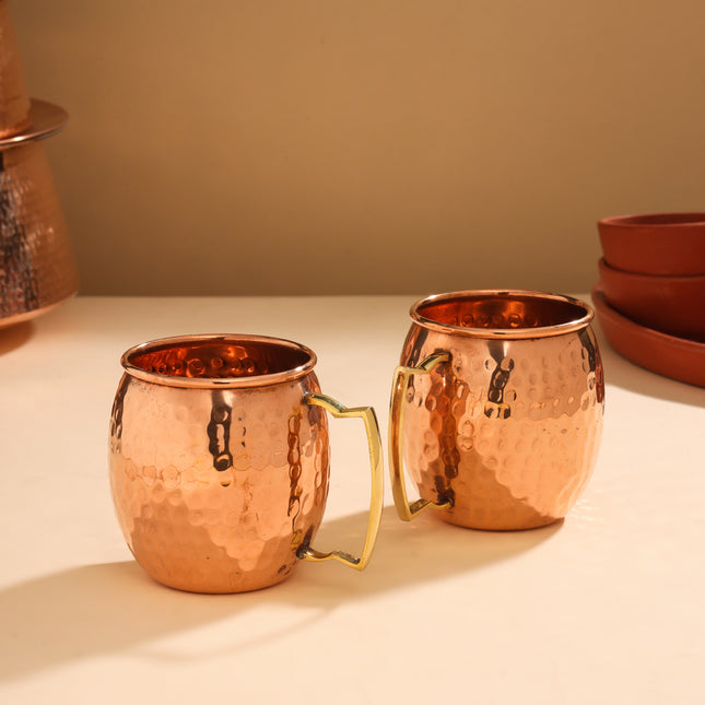 Copper Hammered Glass Pair (4 Inch)