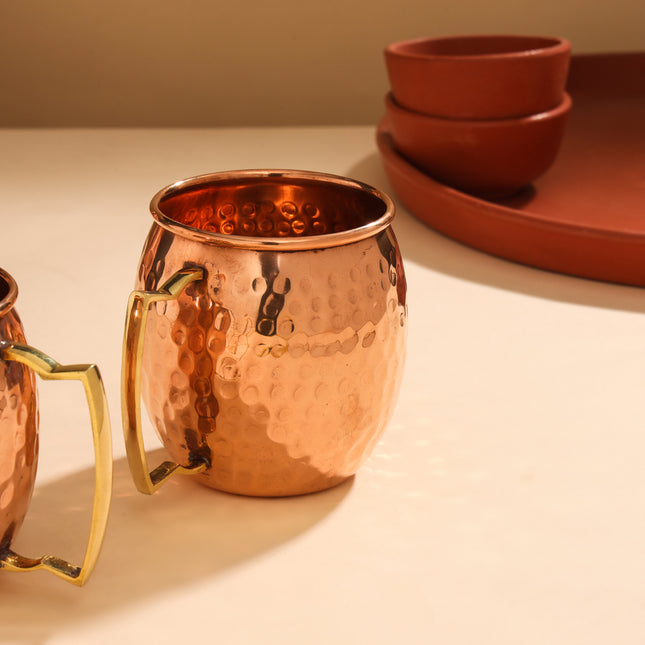 Copper Hammered Glass Pair (4 Inch)