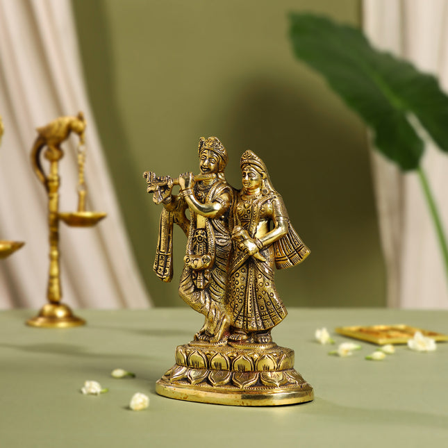 Brass Radha Krishna Idol (7 Inch)