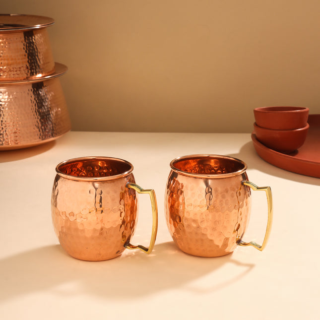 Copper Hammered Glass Pair (4 Inch)