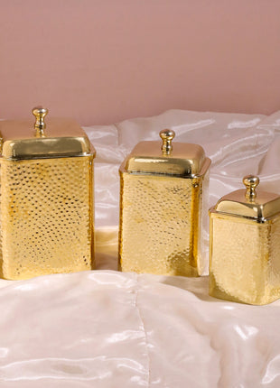 Brass Hammered Canisters Set