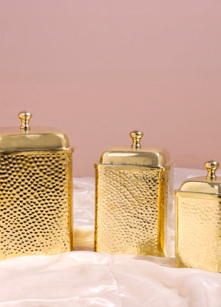 Brass Hammered Canisters Set