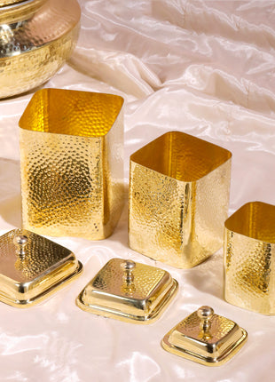 Brass Hammered Canisters Set