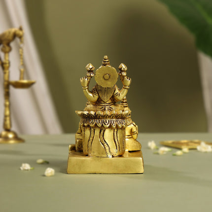 Brass Lakshmi, Kuber Statue With Chitralekha (6.2 Inch)